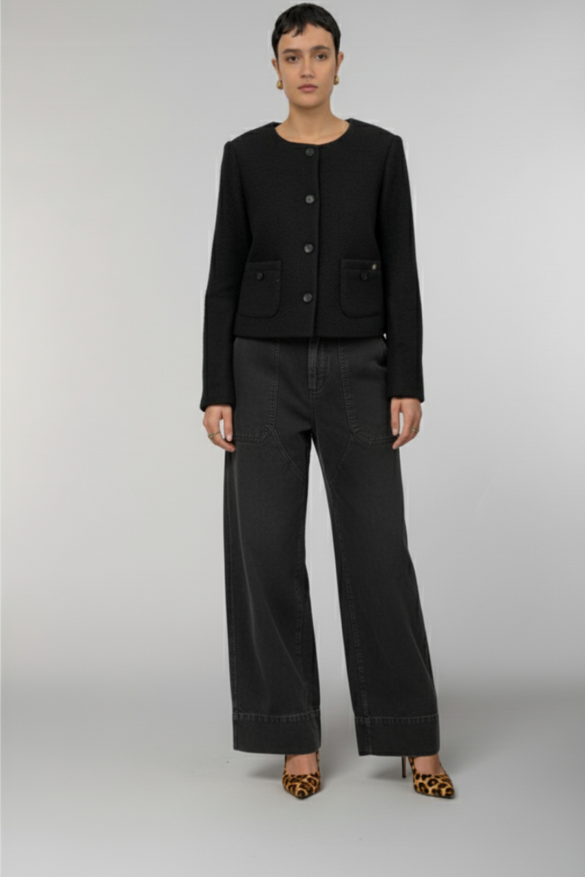 Lou Lou veste cropped femme en bouclé laine mélangée