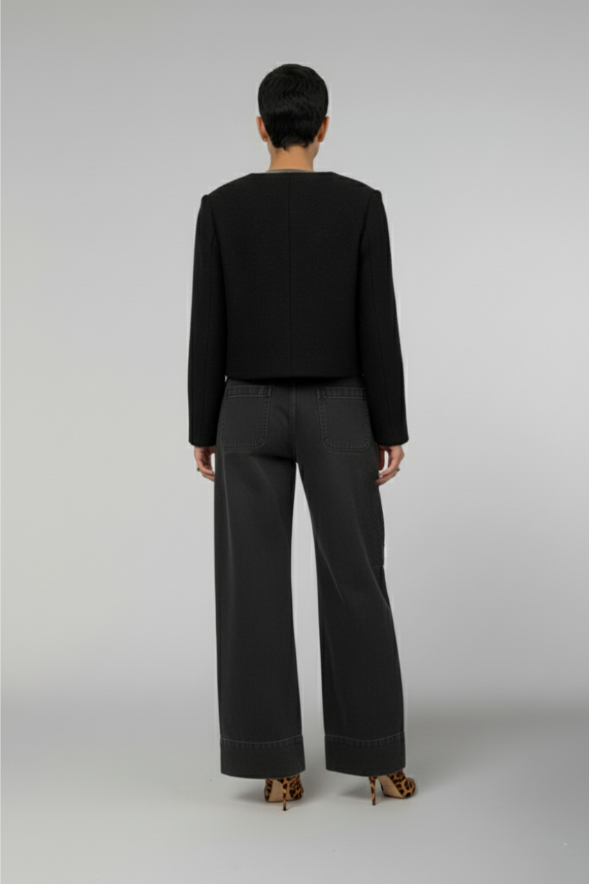 Lou Lou veste cropped femme en bouclé laine mélangée