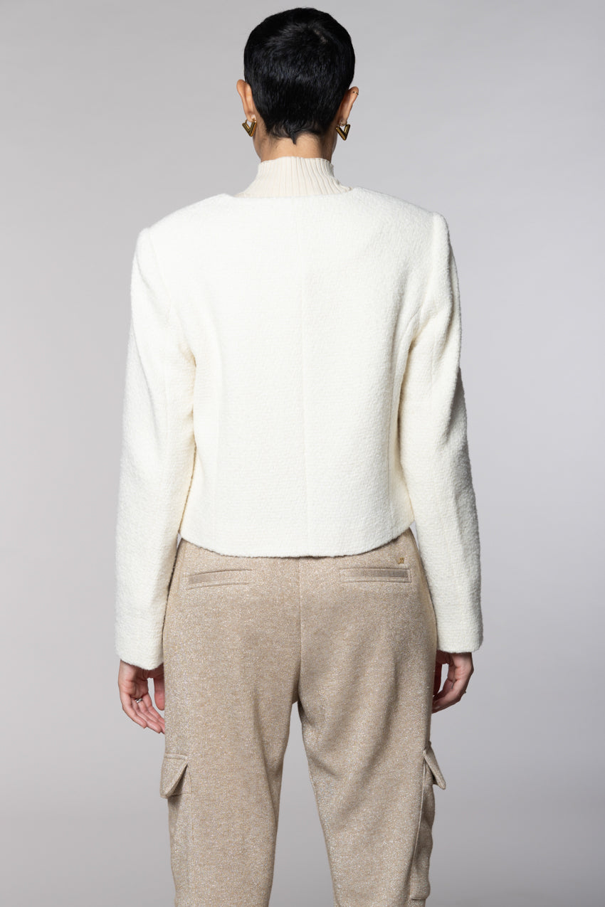 Lou Lou Cropped-Damenjacke aus Bouclé-Mischwolle