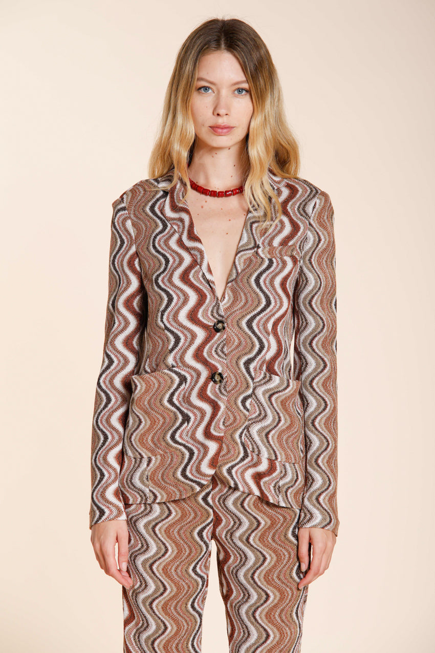 Helena women's knit blazer in lurex wave pattern