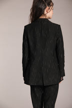 Foto 5 Irene blazer donna lungo in jersey gessato