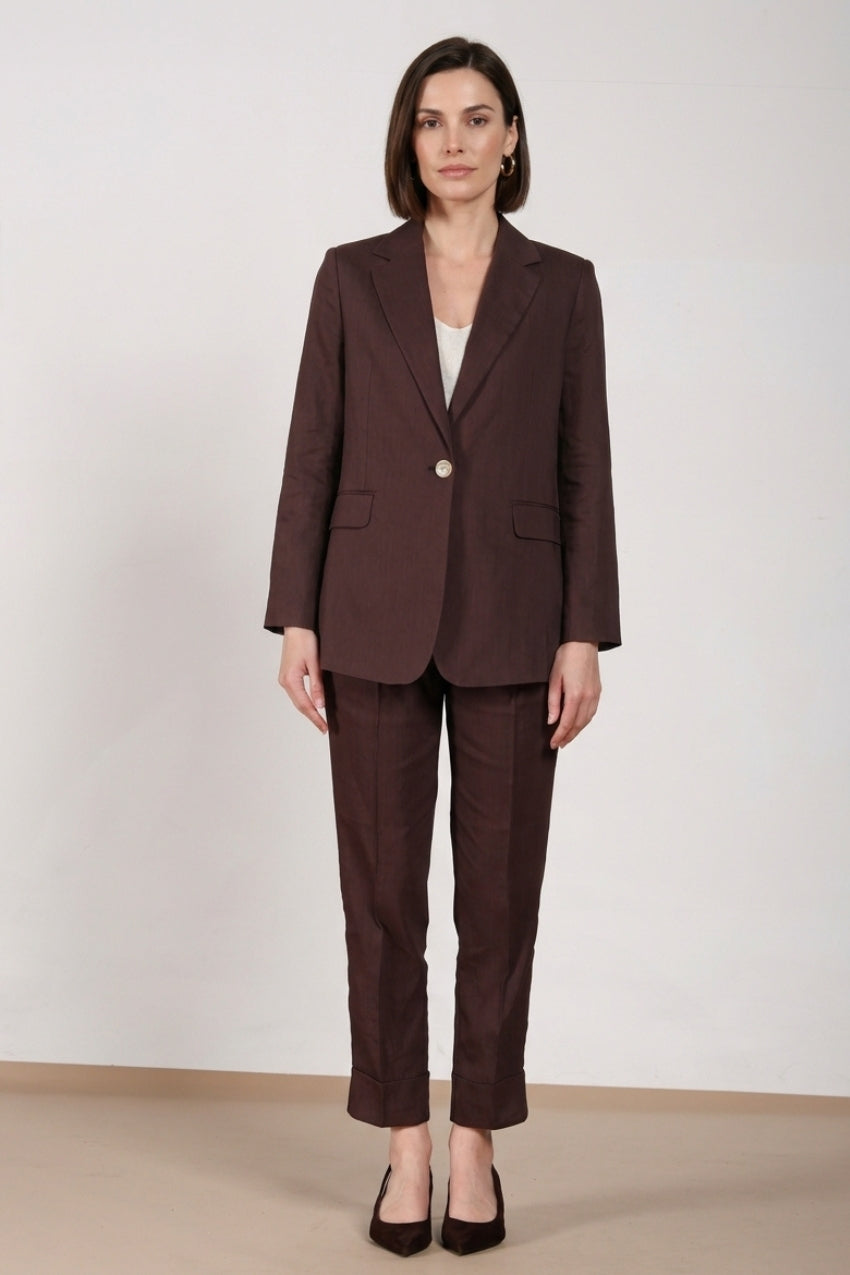 Irene women's blazer in linen and viscose blend canvas