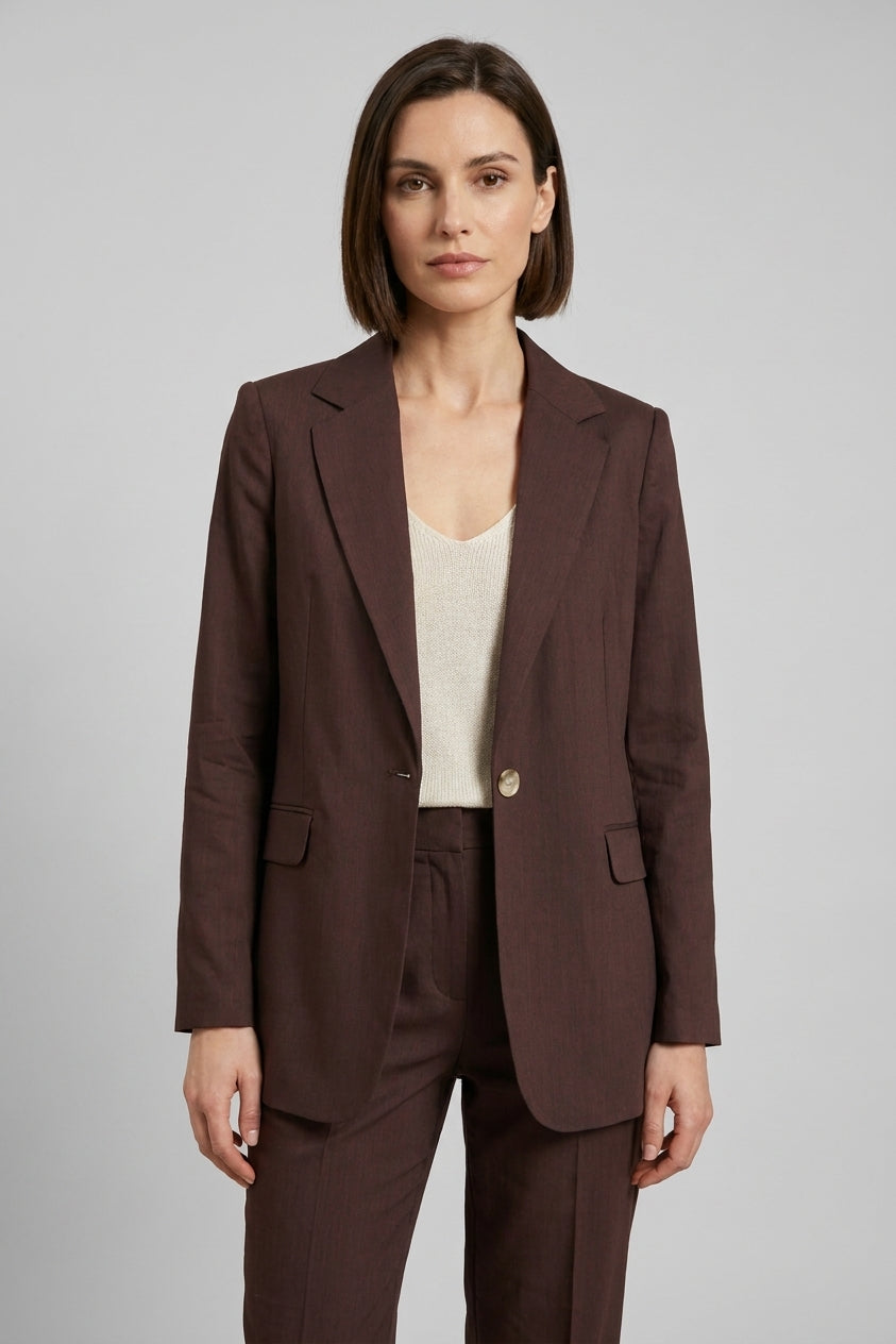 Irene women's blazer in linen and viscose blend canvas