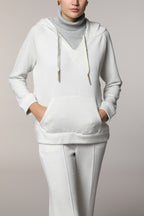 Hoodie felpa donna con cappuccio in jersey con lurex