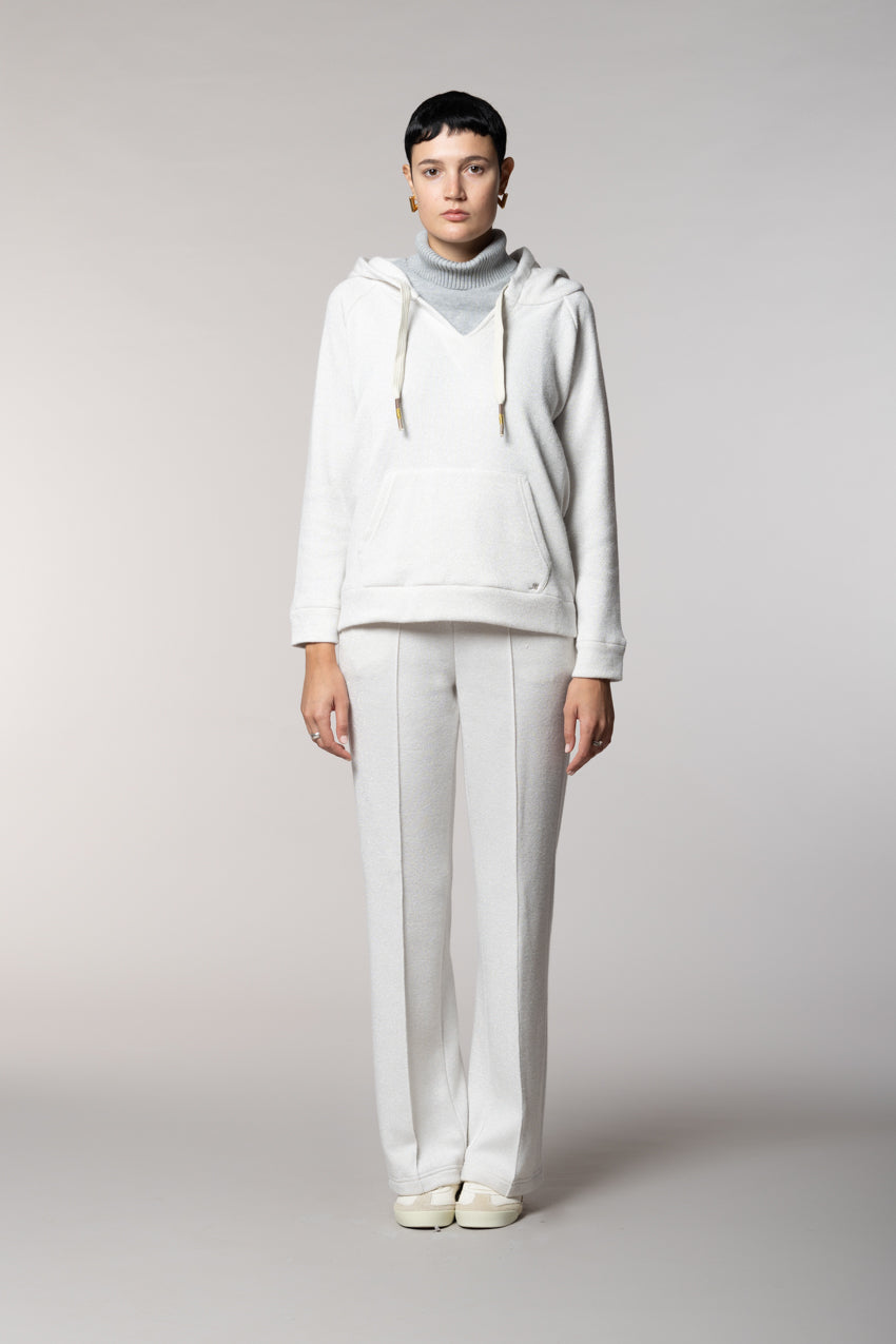 Hoodie felpa donna con cappuccio in jersey con lurex