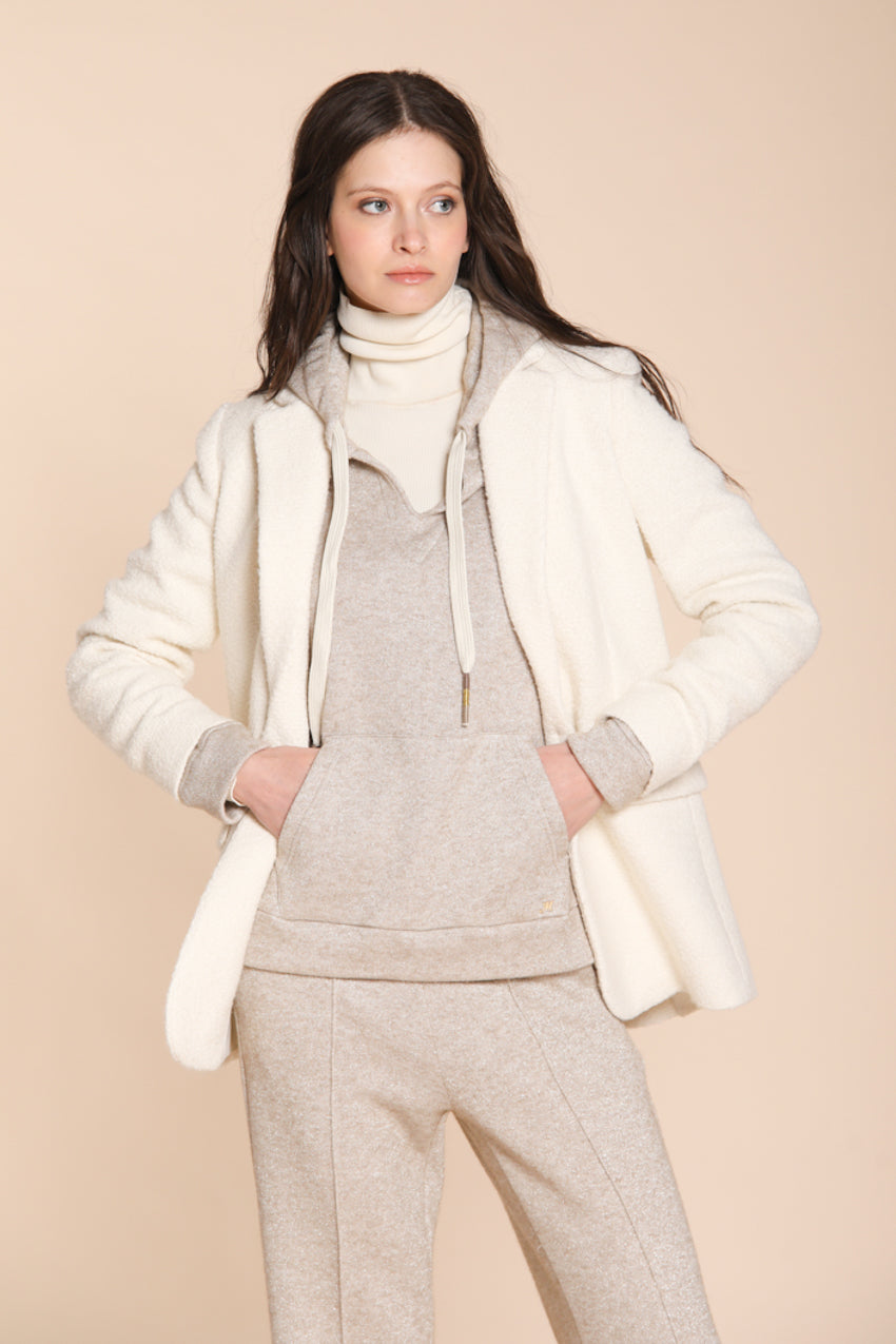 Foto 3 Hoodie felpa donna con cappuccio in jersey con lurex