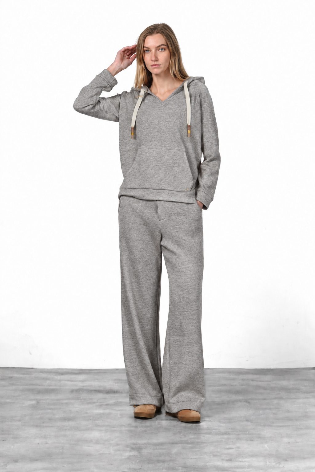 Hoodie sweat femme en jersey effet maille