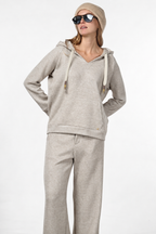 Hoodie Damen-Sweatshirt aus Jersey in Strickoptik