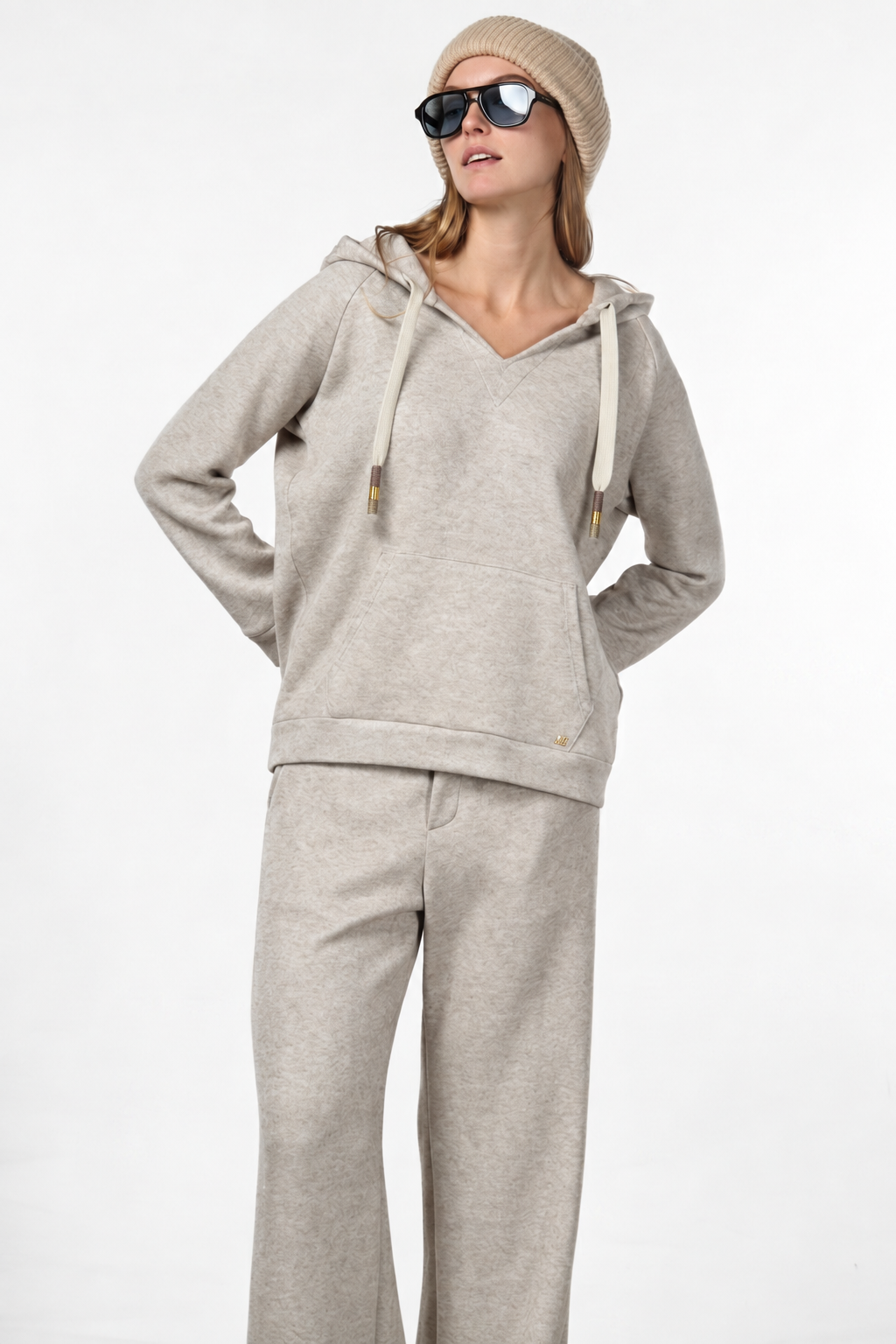 Hoodie Damen-Sweatshirt aus Jersey in Strickoptik