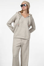 Hoodie Damen-Sweatshirt aus Jersey in Strickoptik