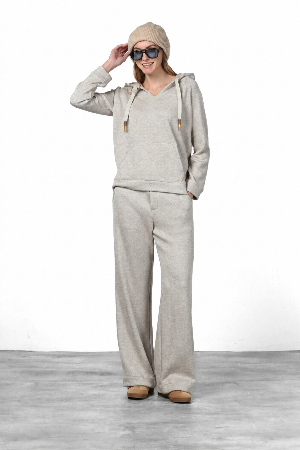 Hoodie Damen-Sweatshirt aus Jersey in Strickoptik