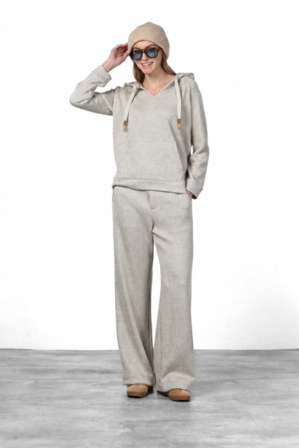 Hoodie sweat femme en jersey effet maille