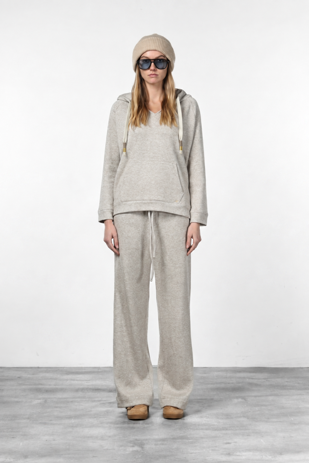Hoodie Damen-Sweatshirt aus Jersey in Strickoptik