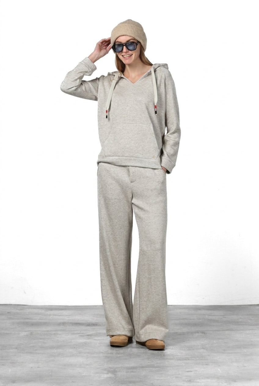 Hoodie Damen-Sweatshirt aus Jersey in Strickoptik