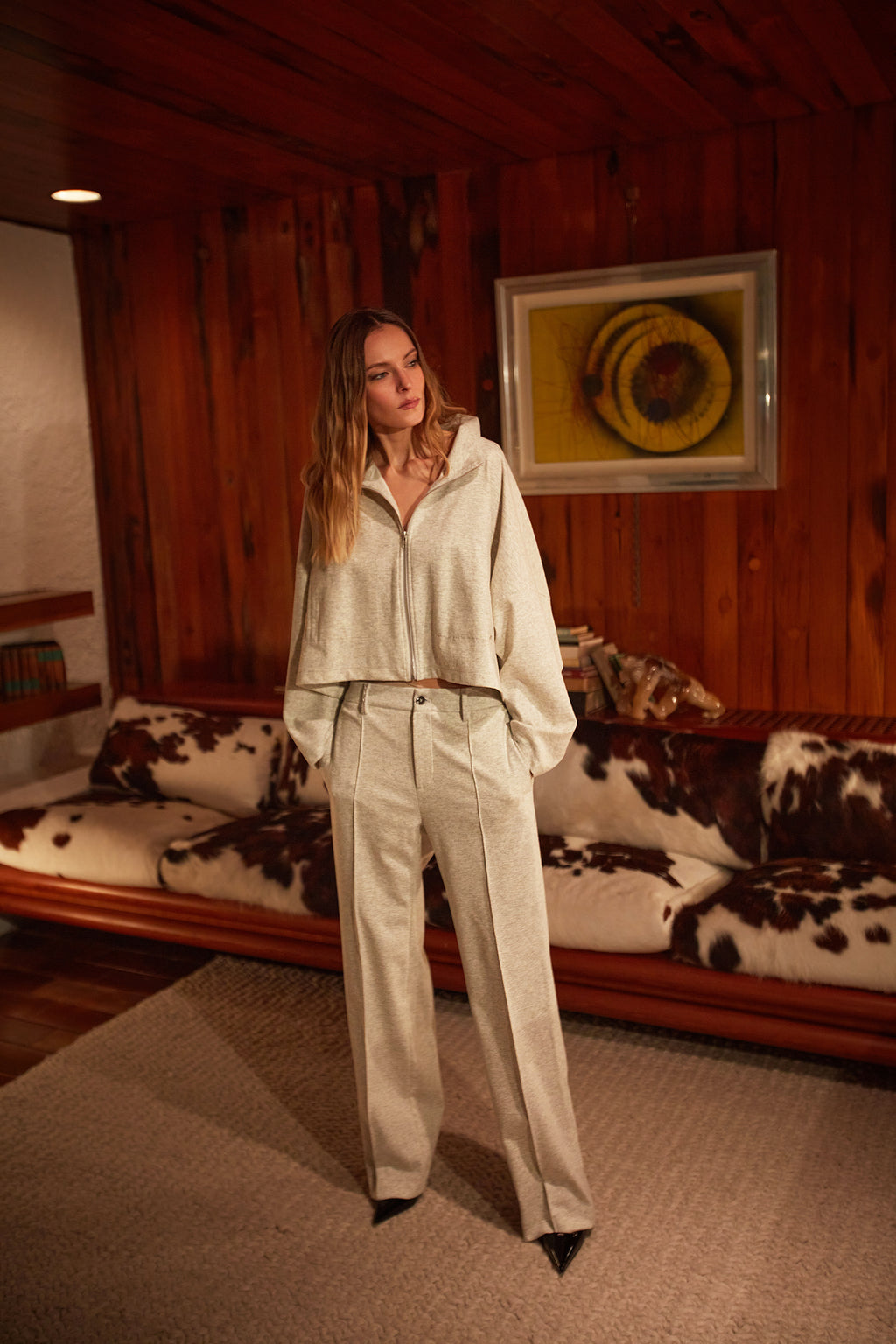 Nora felpa cropped donna in jersey flanella