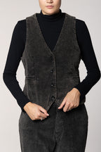 Ellen gilet femme en velours à grosses côtes