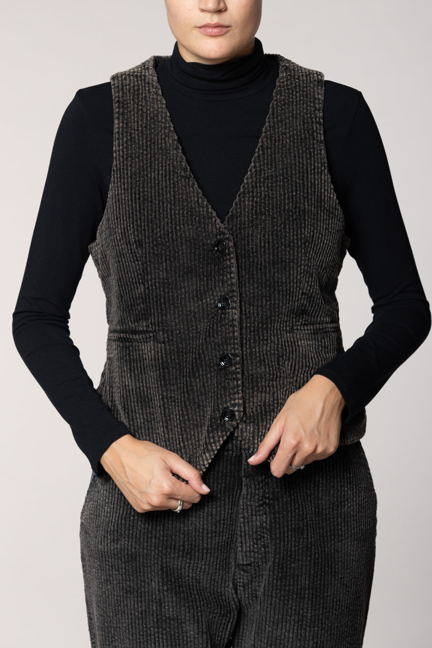 Ellen gilet donna in velluto a costa larga