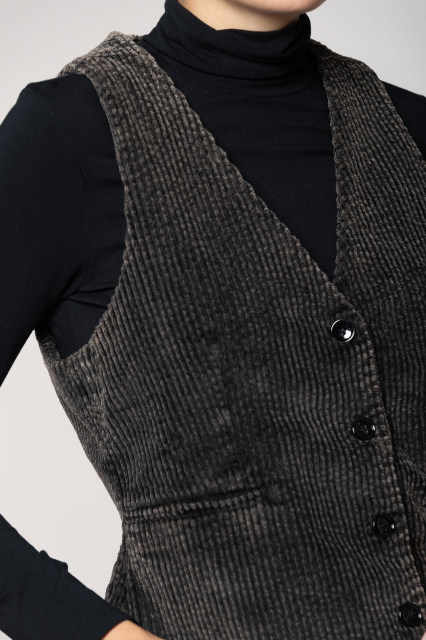 Ellen gilet donna in velluto a costa larga