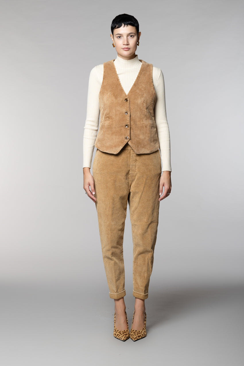 Ellen gilet femme en velours à grosses côtes