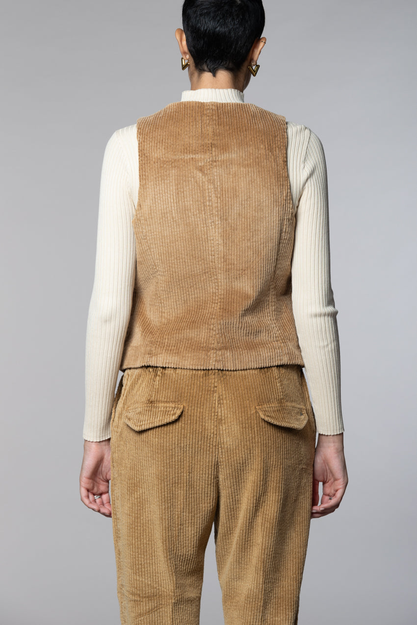 Ellen gilet femme en velours à grosses côtes