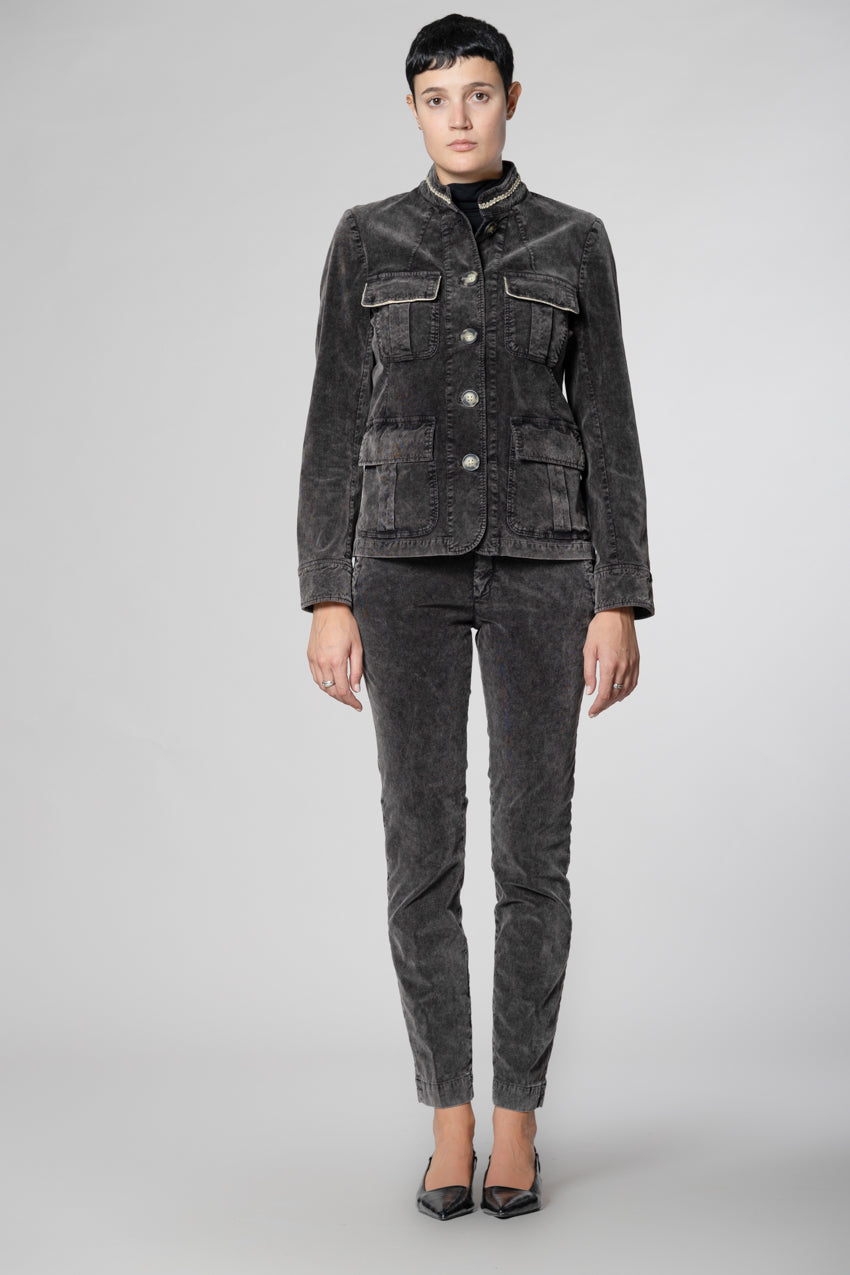 Jaqueline Archivio pantalon chino femme en velours 1000 raies slim fit