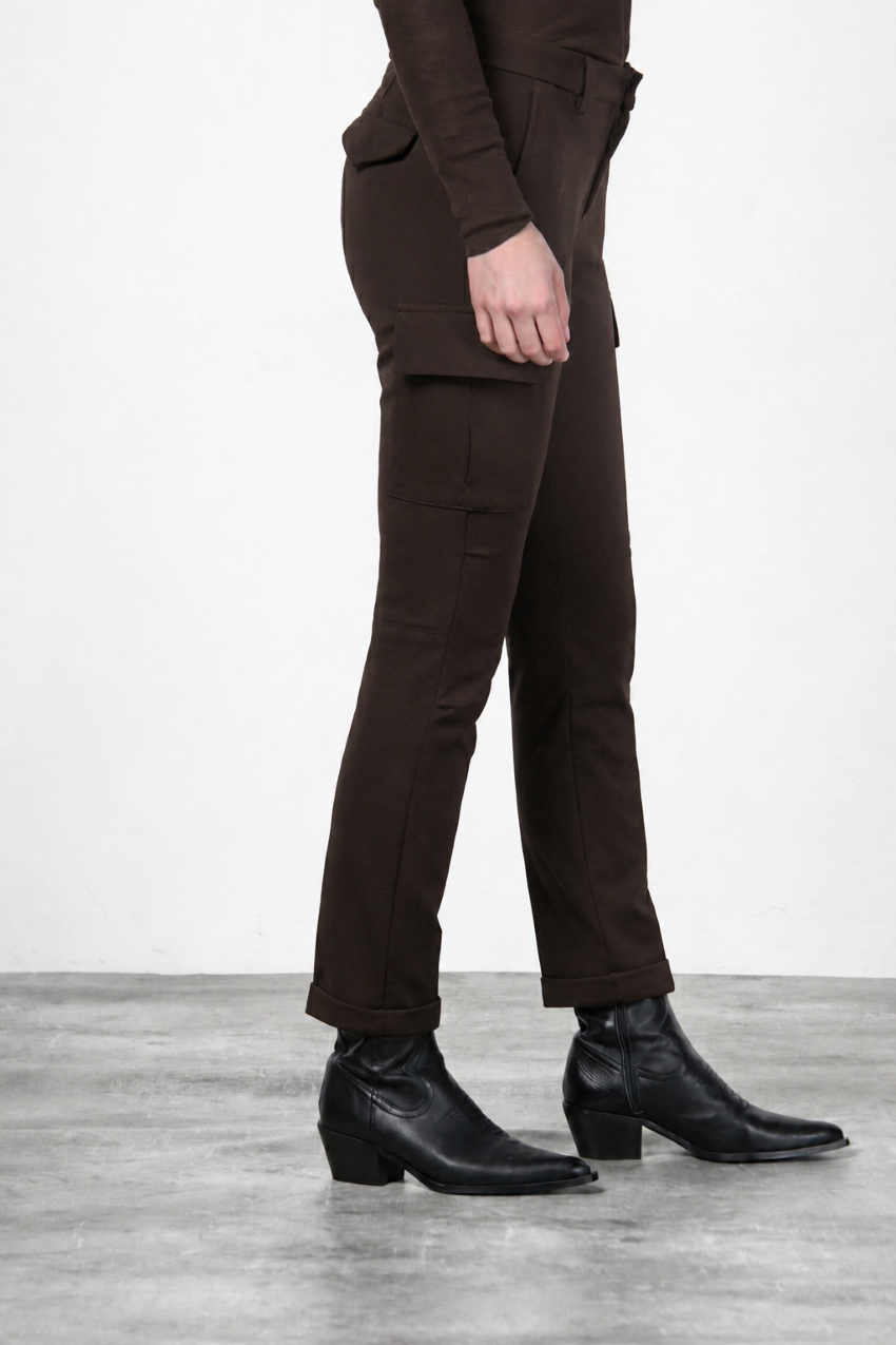 Chile City pantalone cargo donna in jersey tecnico slim fit