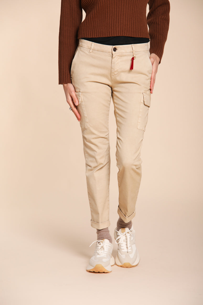 Chile City pantalone cargo donna in raso slim fit
