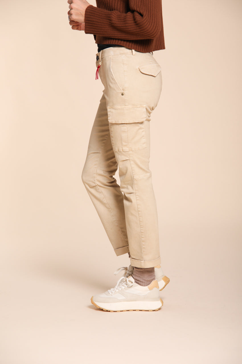 Chile City pantalone cargo donna in raso slim fit