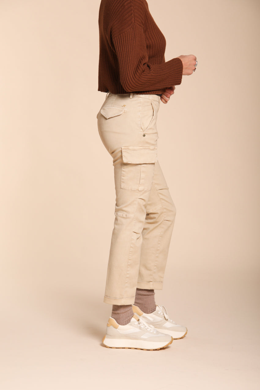 Chile City pantalone cargo donna in raso slim fit