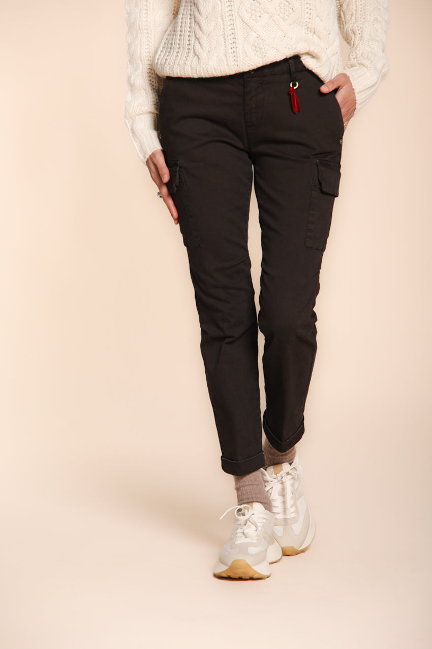 Chile City pantalone cargo donna in raso slim fit