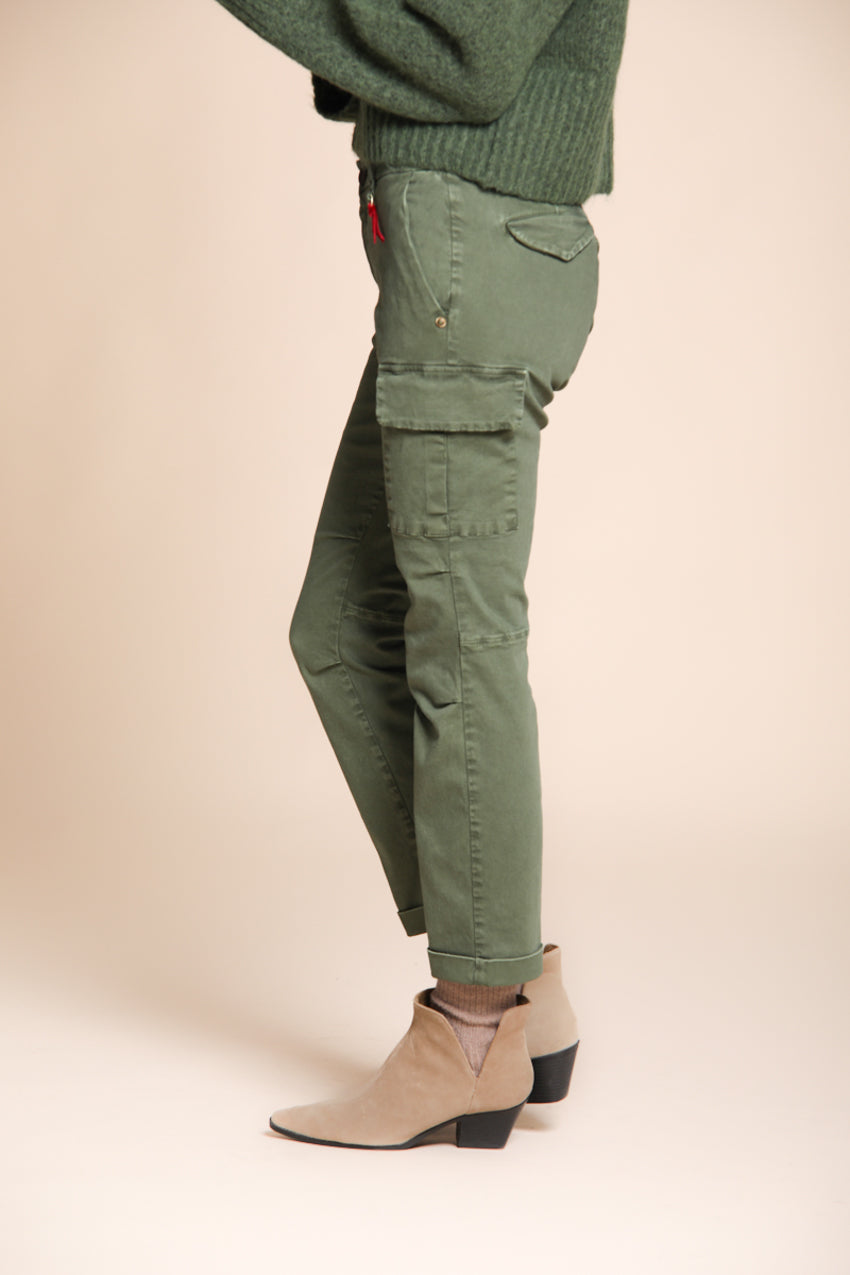 Chile City pantalon cargo femme en satin slim fit