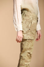 Chile City women's cargo pants in satin with camouflage print slim fit