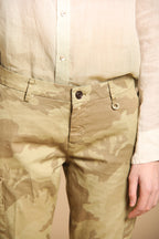 Chile City women's cargo pants in satin with camouflage print slim fit