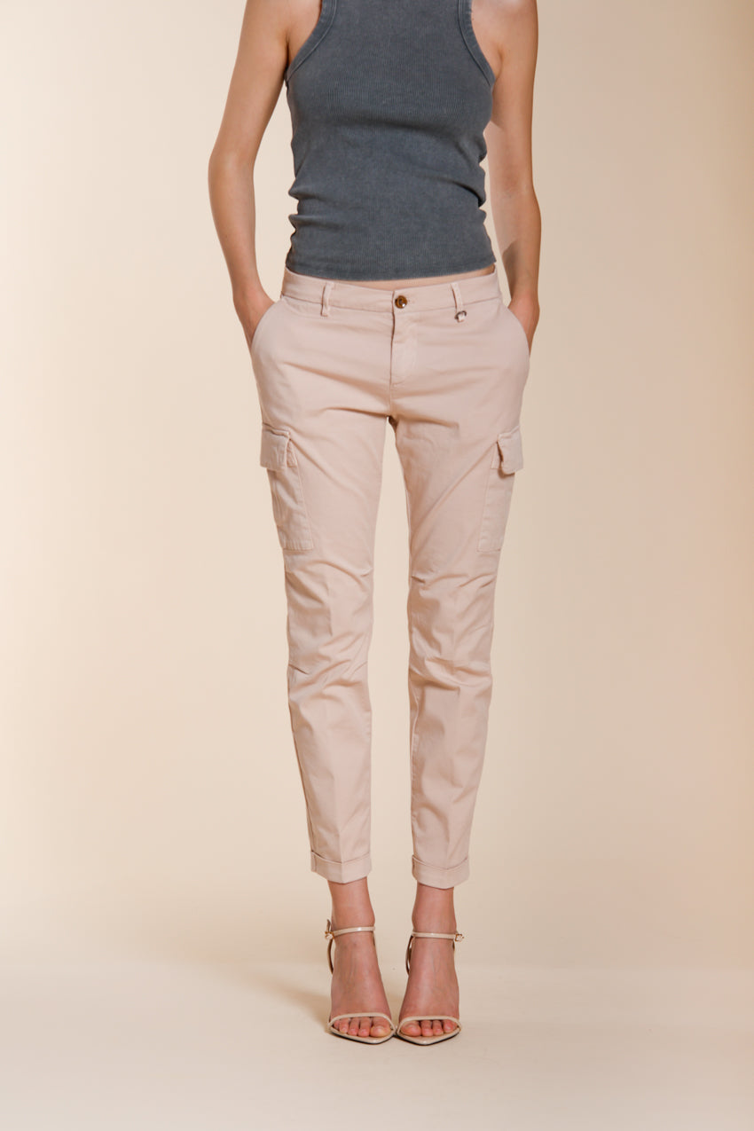 Chile City pantalon cargo femme en gabardine stretch slim fit