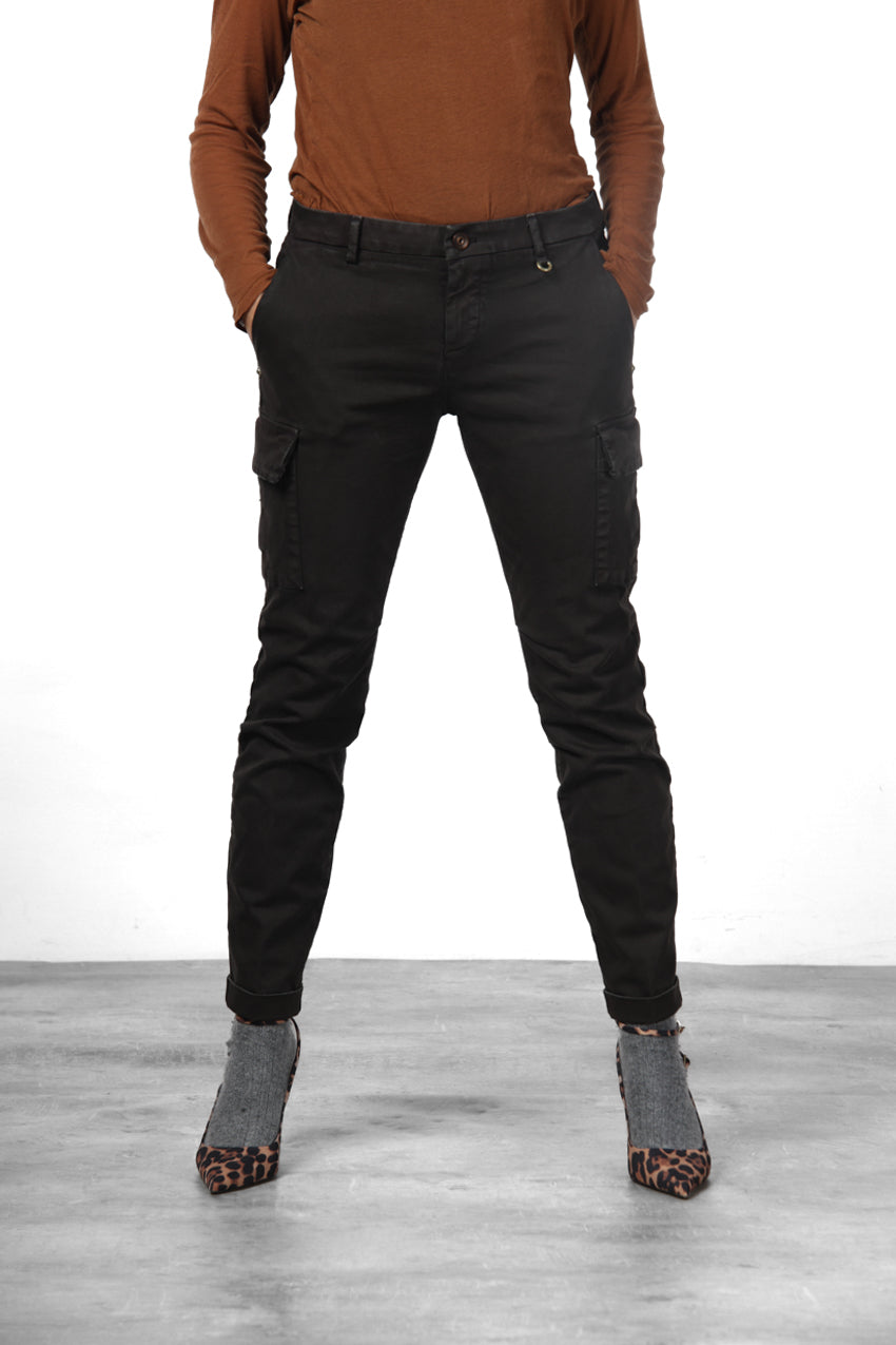 Chile City pantalon cargo femme en satin slim fit