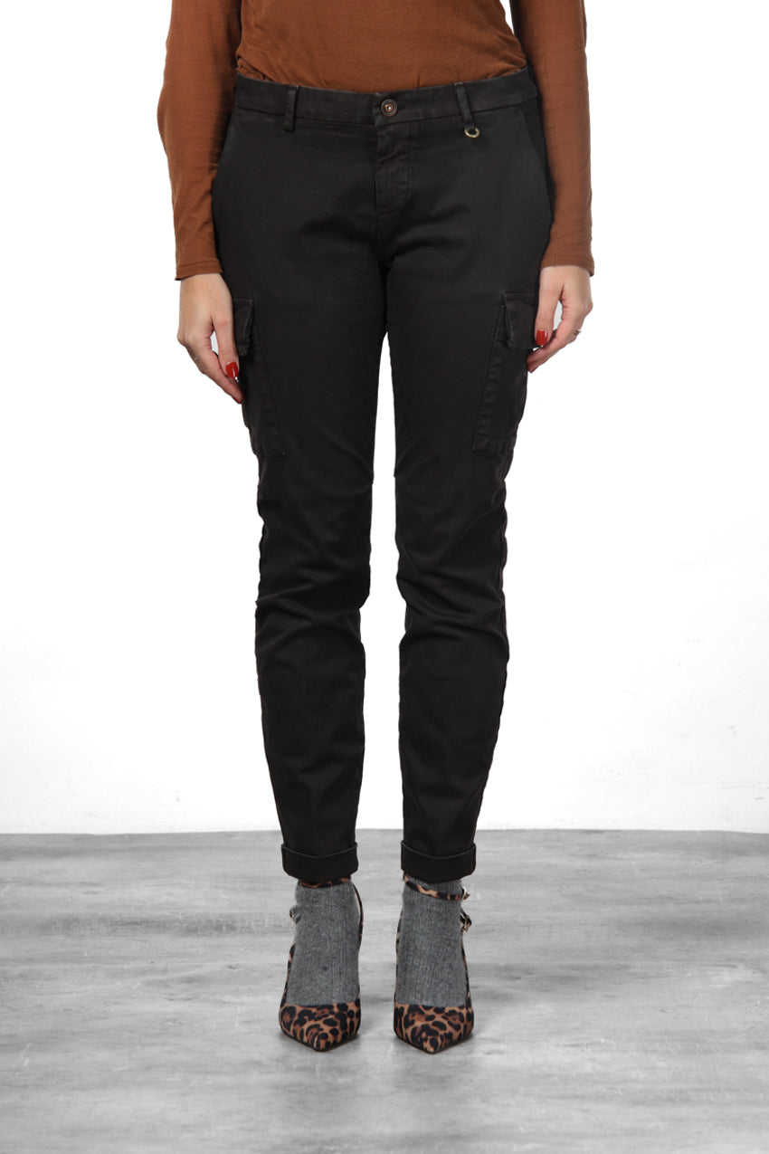 Chile City pantalon cargo femme en satin slim fit