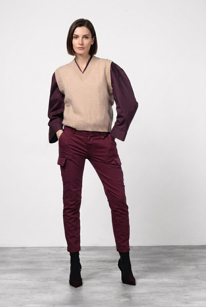 Chile City Damen-Cargohose aus Satin mit slim fit