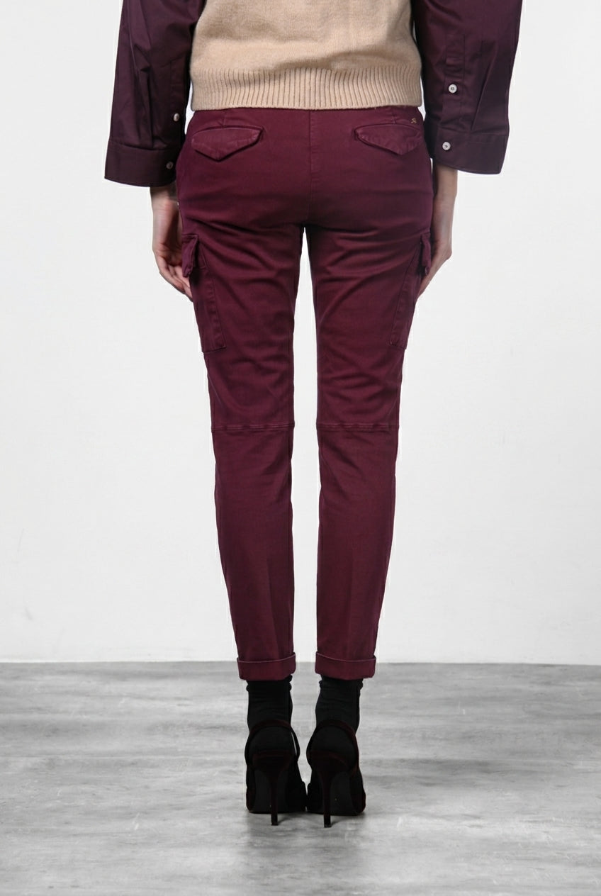 Chile City pantalone cargo donna in raso slim fit