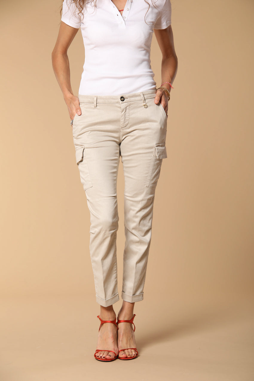 Chile City Damen Cargo-Hose aus Gabardine Slim Fit