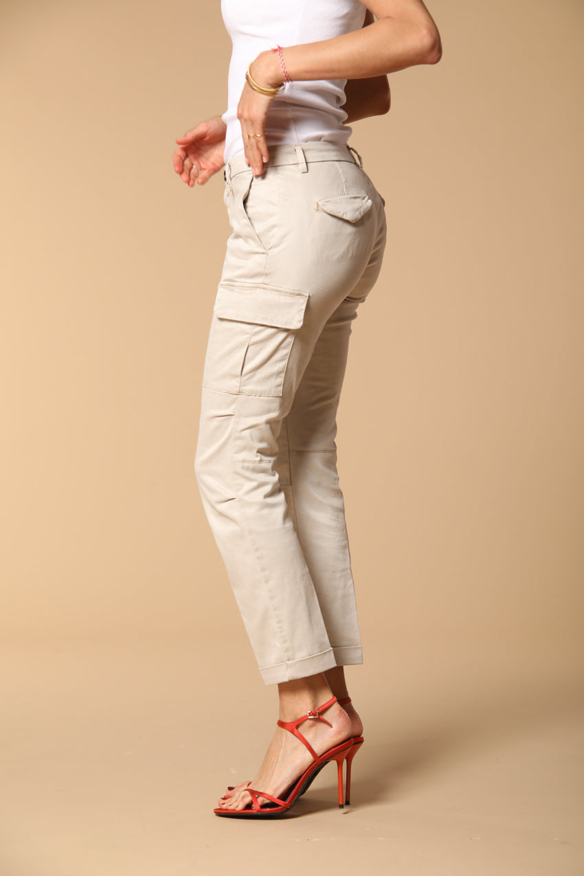 Chile City Damen Cargo-Hose aus Gabardine Slim Fit