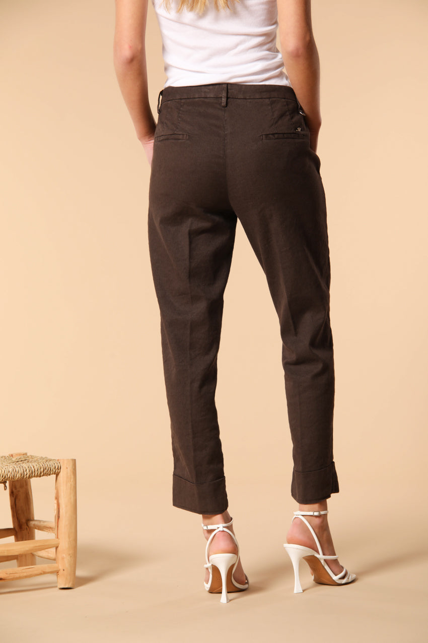 New York Carrot pantalon Chino Femme en Twill de Lin e Coton coupe Carrot