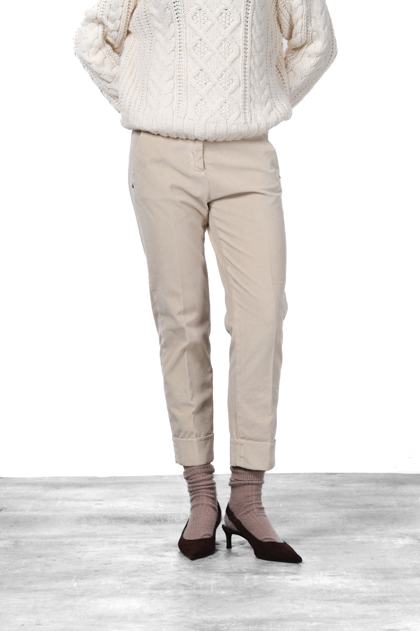New York Carrot pantalon chino femme en velours lisse, carrot fit ①