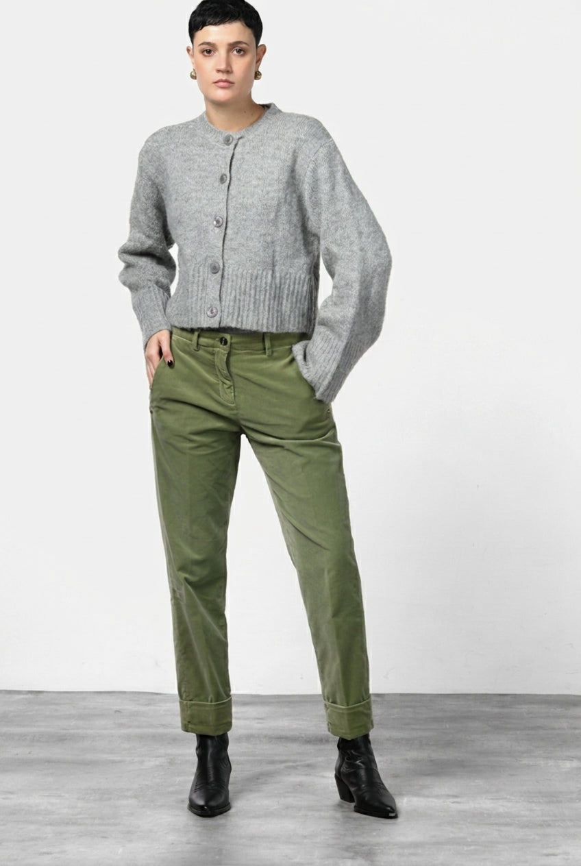 New York Carrot pantalon chino femme en velours lisse carrot fit ①
