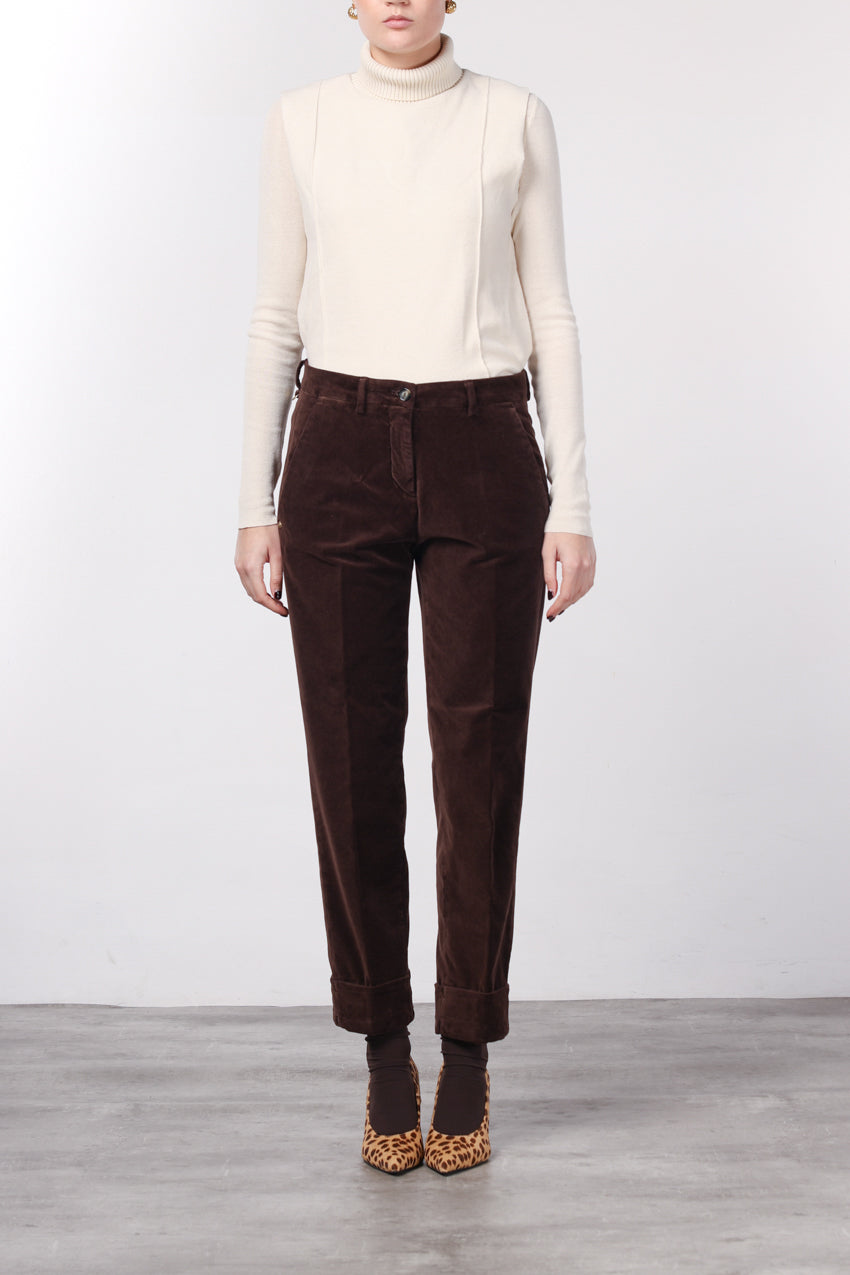 New York Carrot pantalon chino femme en velours lisse carrot fit ①
