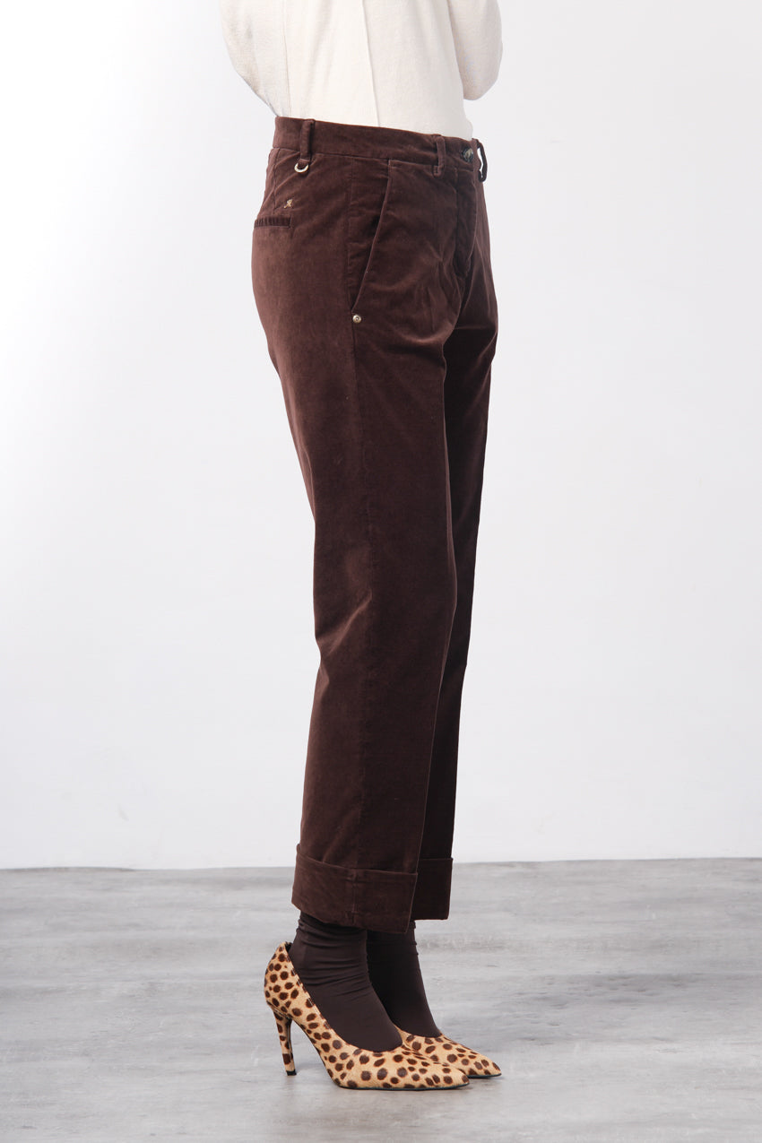 New York Carrot pantalon chino femme en velours lisse carrot fit ①
