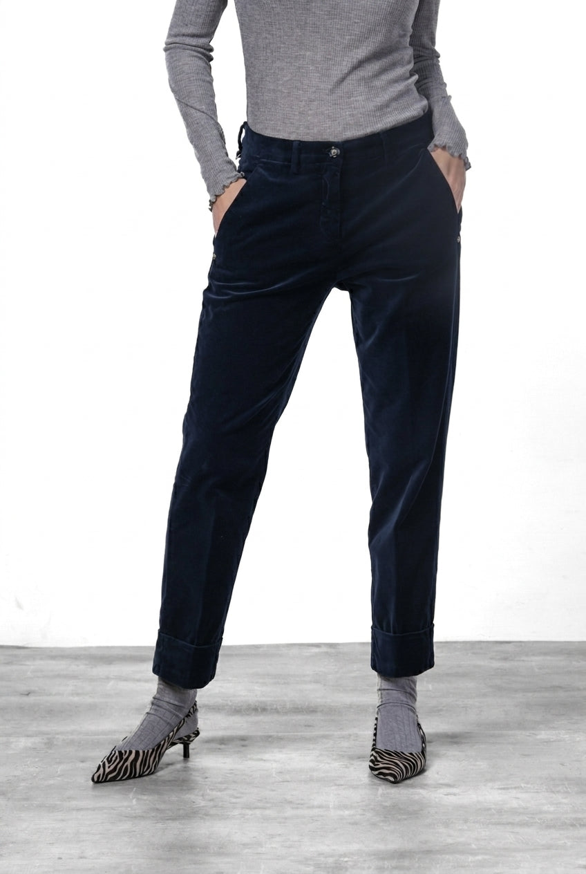 New York Carrot pantalone chino donna in velluto liscio carrot fit ①
