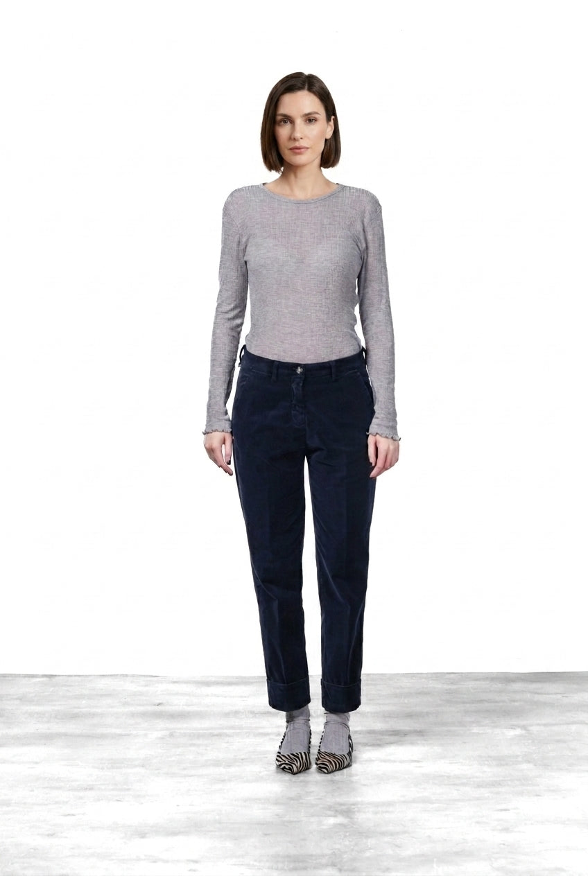 New York Carrot pantalone chino donna in velluto liscio carrot fit ①