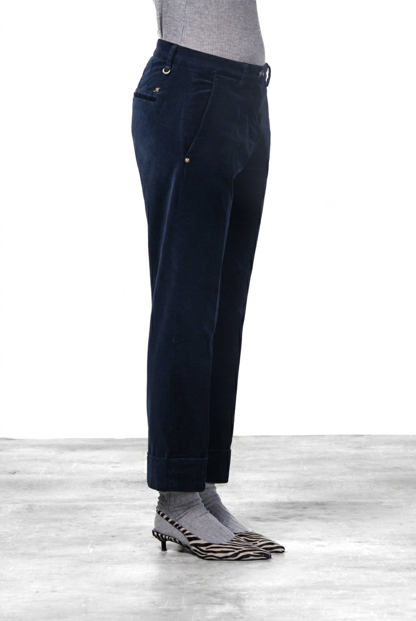New York Carrot pantalone chino donna in velluto liscio carrot fit ①