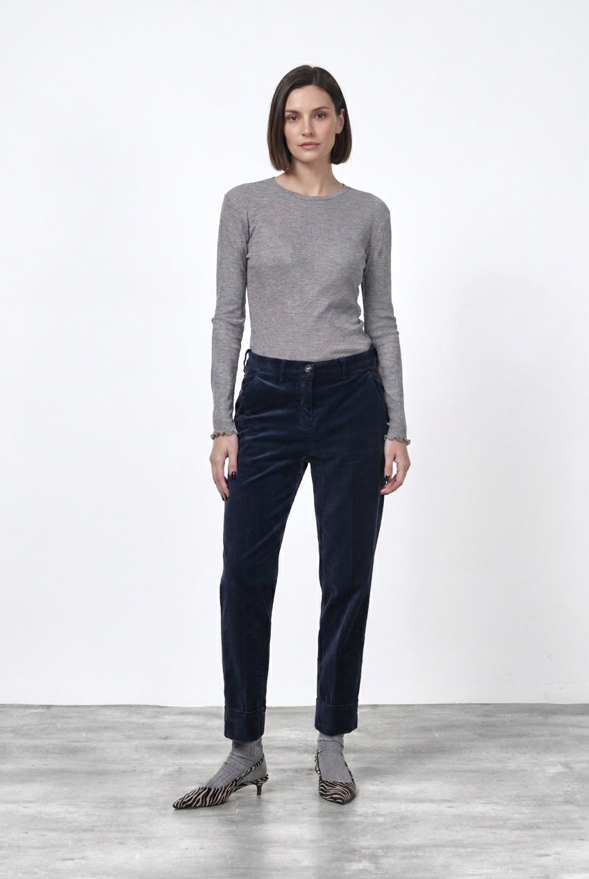 New York Carrot pantalone chino donna in velluto liscio carrot fit ①