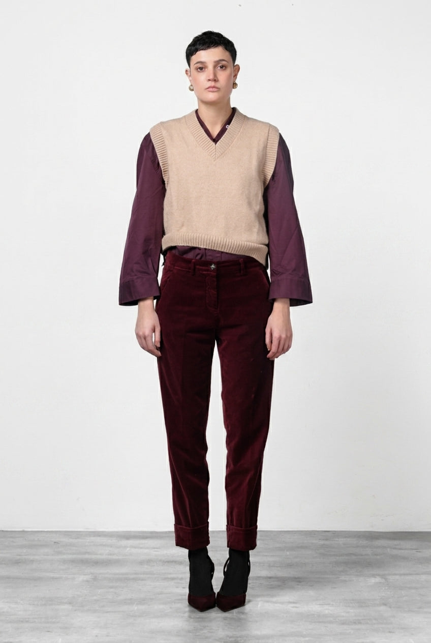 New York Carrot pantalon chino femme en velours lisse, carrot fit ①